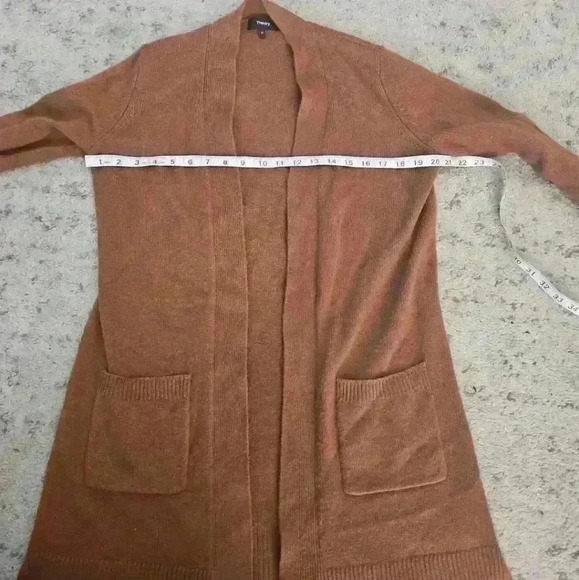 Theory Womens Brown Rib Sleeve 100% Cashmere Cardigan In Syrup M - Picture 10 of 12